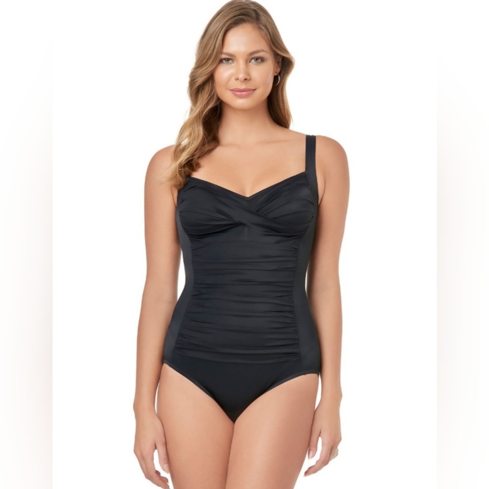 Croft & Barrow Body Sculptor One Piece Black Swimsuit Size 22W